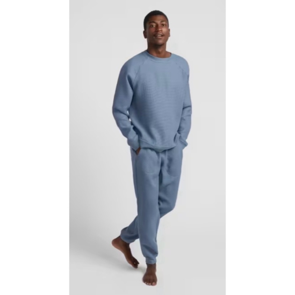 Parachute Mens Waffle Lounge Joggers in Dusty Blue S